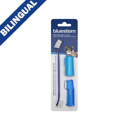 Bluestem - Ensemble de brosses à dents et à doigts pour chiens et chats Bluestem