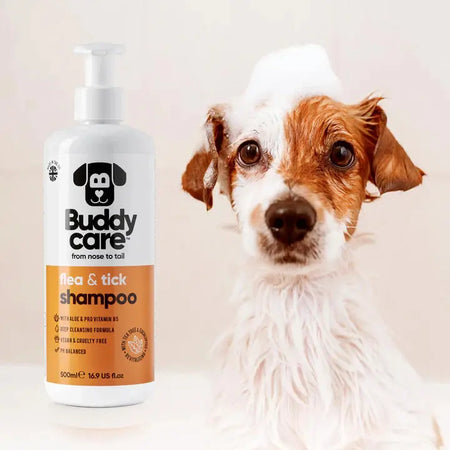 Buddy Care - Shampoing pour Chien Anti-Puce, Apaisant, Désodorisant Buddy Care