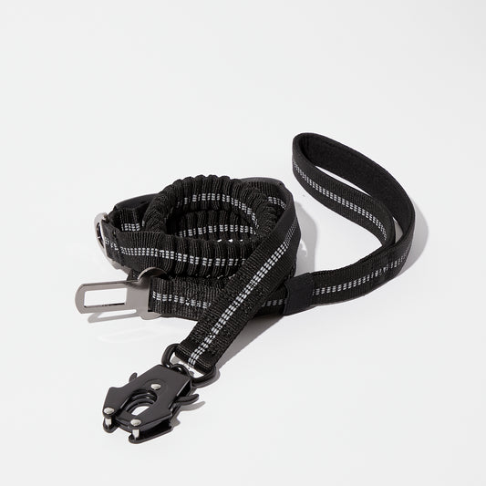 Elastic Leash With Car Clip Black