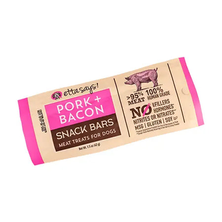 Etta Says - Meat Snack Bar - Pork & Bacon Dog Treat 1.5 oz Etta Says