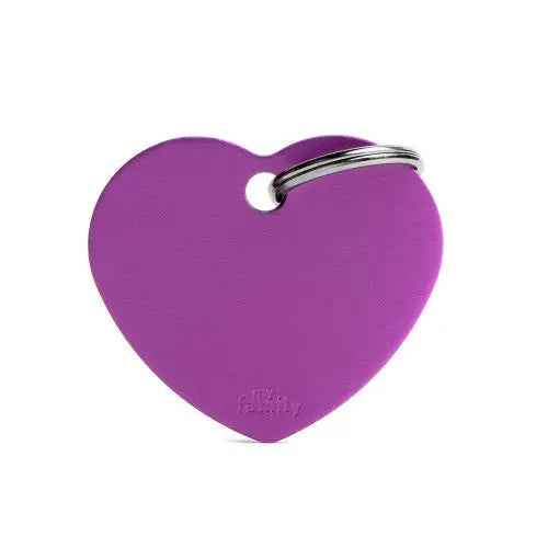 MyFamily - Médaille pour animaux - Basic Cœur Grand Violet en Aluminium My Family