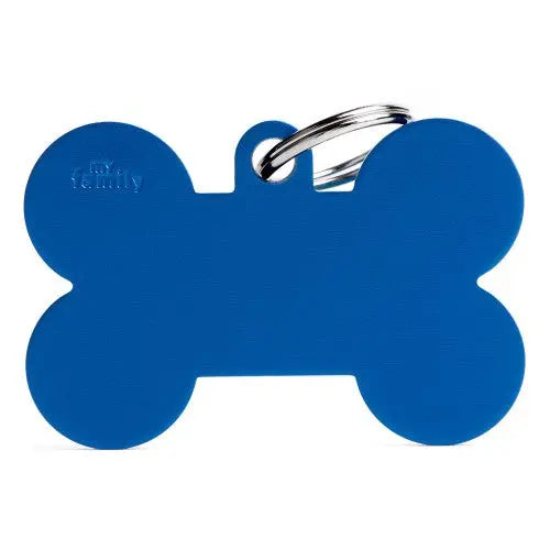 MyFamily - Médaille pour animaux - Basic Os Grand Bleu en Aluminium My Family