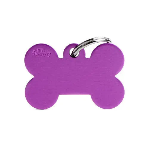 MyFamily - Médaille pour animaux - Basic Os Grand Violet en Aluminium My Family