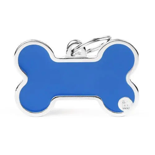 MyFamily - Médaillons pour chien - Basic Handmade Os XL Bleu My Family