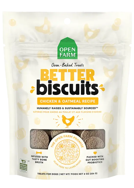 Open Farm - Better Biscuit - Variétés de biscuit aux Protéines Animales et Flocons d'Avoine Open Farm