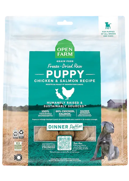 Open Farm - Galettes Crues Lyophilisées au Poulet et Saumon pour Chiots Open Farm