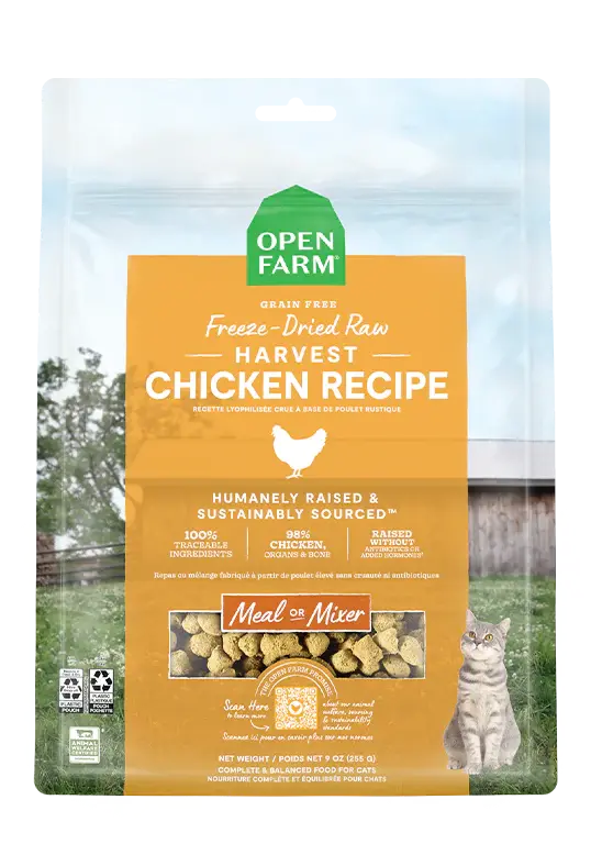 Open Farm - Nourriture Crue Lyophilisée pour Chats au Poulet, Saumon et Surf & Turf Open Farm