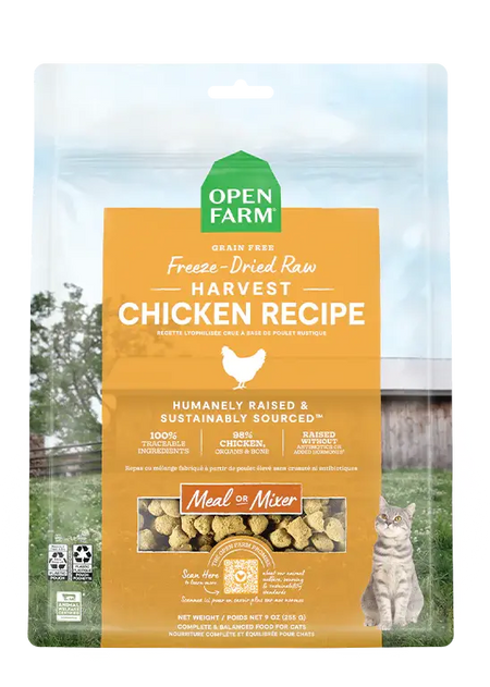 Open Farm - Nourriture Crue Lyophilisée pour Chats au Poulet, Saumon et Surf & Turf Open Farm