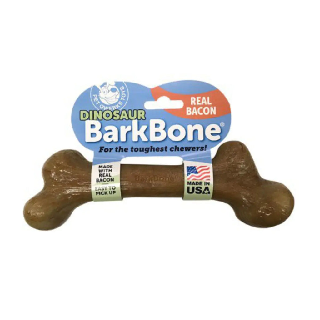 PQ Dinosaur Barkbone Nylon - Bacon Pet Qwerks Toys