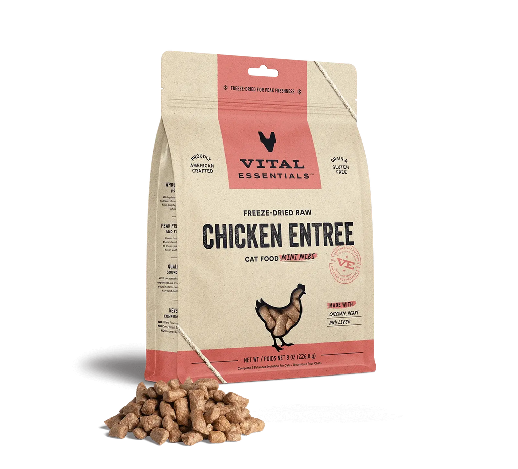 Vital Essentials - Mini-fibres crues lyophilisées de viande pour chat Vital Essentials