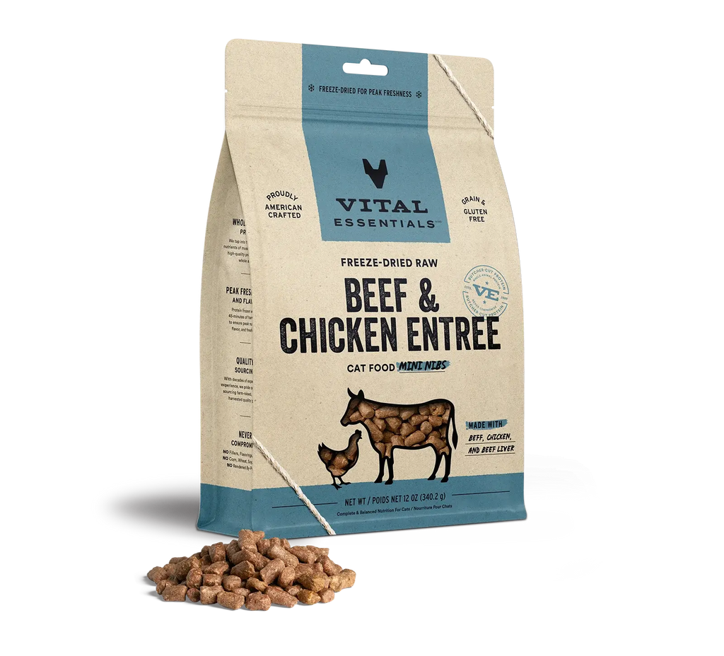 Vital Essentials - Mini-fibres crues lyophilisées de viande pour chat Vital Essentials