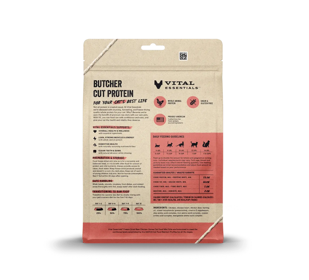 Vital Essentials - Mini-fibres crues lyophilisées de viande pour chat Vital Essentials