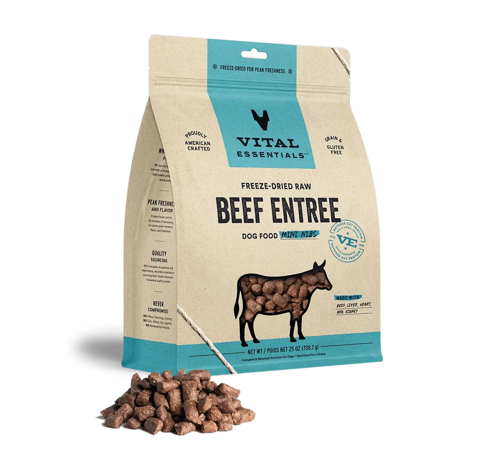 Vital Essentials - Mini-fibres crues lyophilisées de viande pour chien Vital Essentials