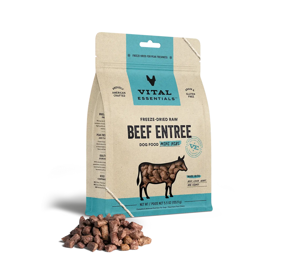 Vital Essentials - Mini-fibres crues lyophilisées de viande pour chien Vital Essentials