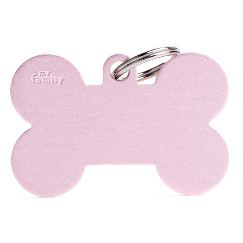 MyFamily - Médaille Basic Os Grand Rose en Aluminium pour chien