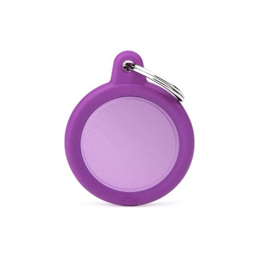 MyFamily - Médaille Hushtag Cercle Violet en Aluminium avec Caoutchouc